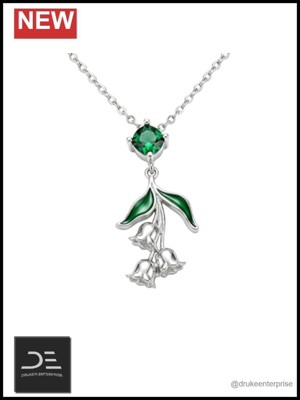 Lily of the Valley Necklace 925 Sterling Silver Pendant Flower Women